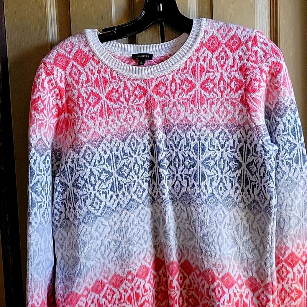TALBOTS PINK & GRAY EUC SWEATER